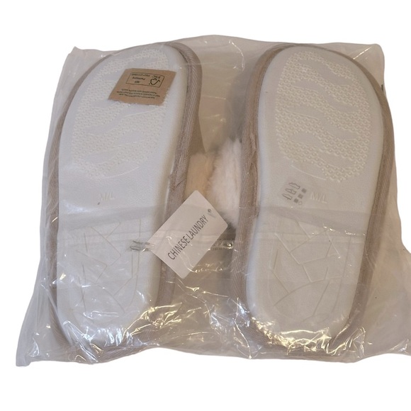 Chinese Laundry‎ Faux Fur Slippers Tan/Cream M/L - Picture 6 of 9